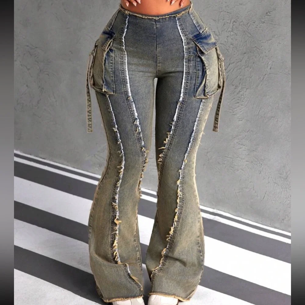 Y2K Women’s Olive Toned Distressed Vintage Jeans- 8/10 - Picture 3 of 7